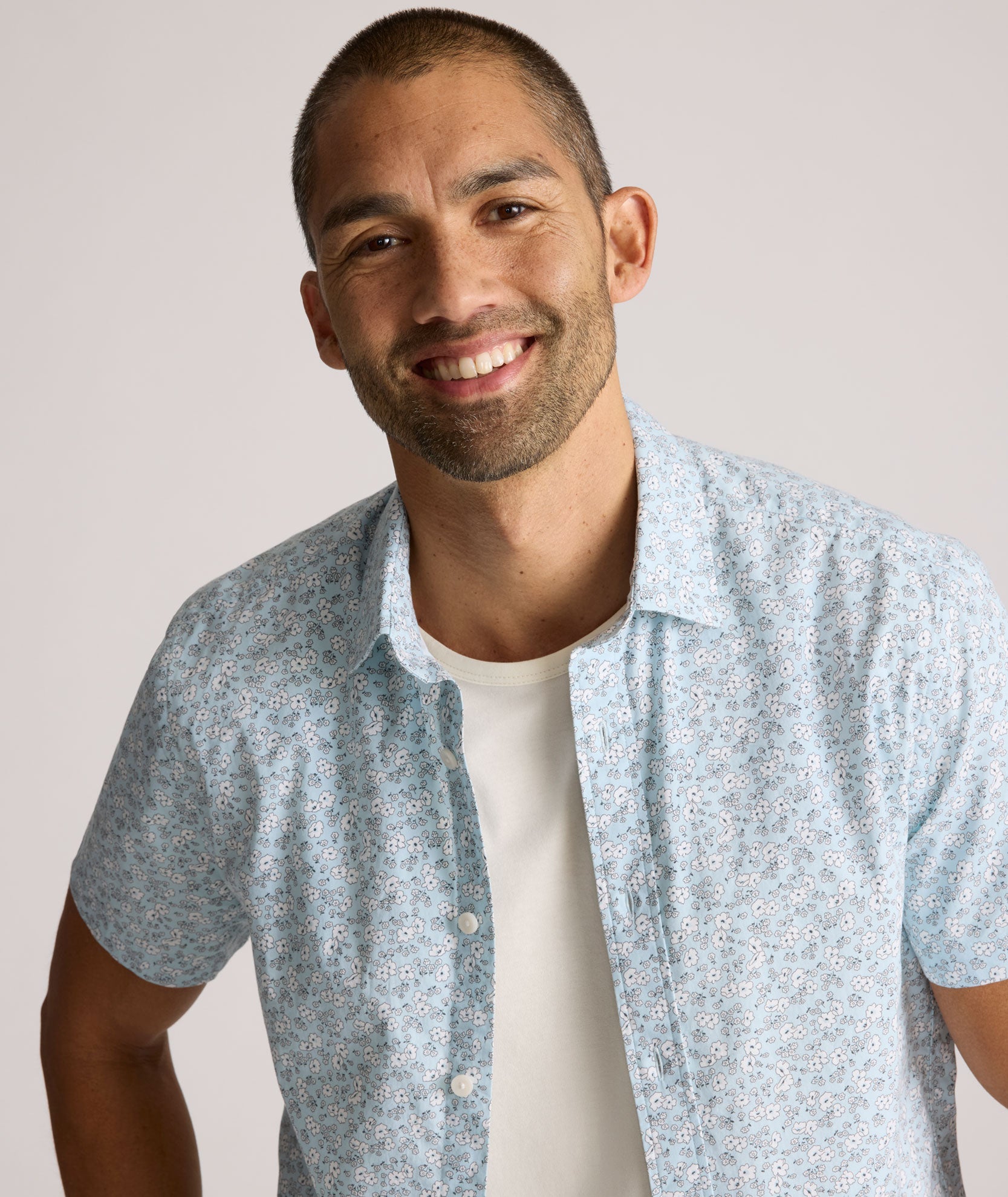 Chemise Ashford à manches courtes en coton stretch