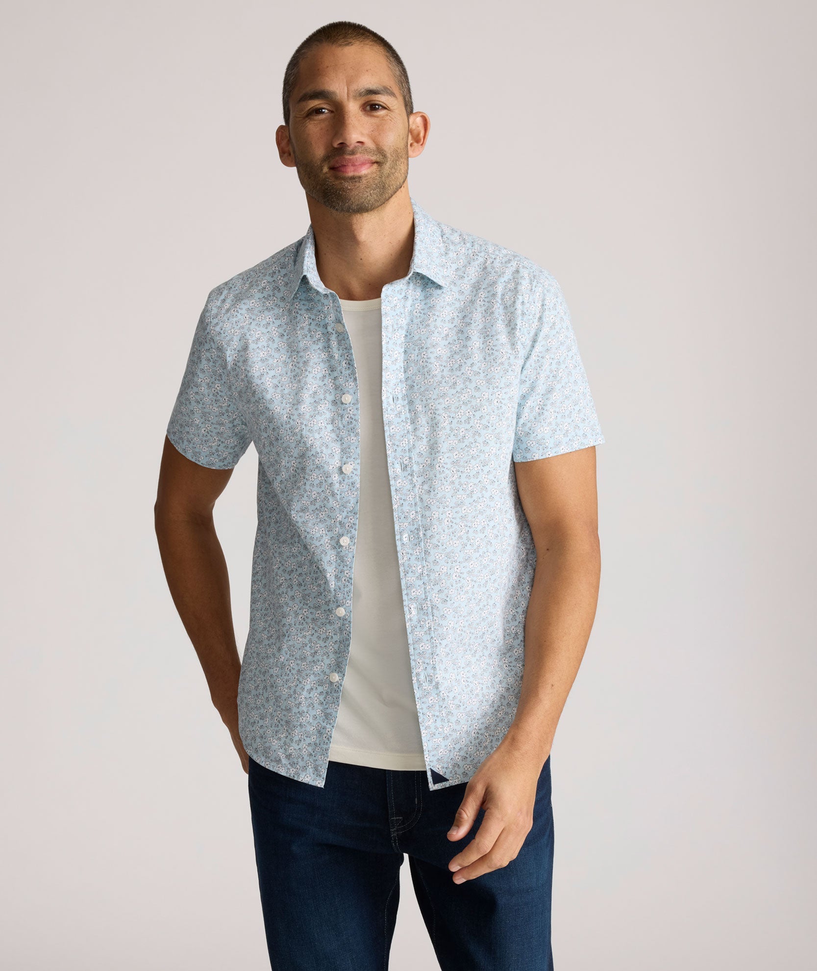 Chemise Ashford à manches courtes en coton stretch