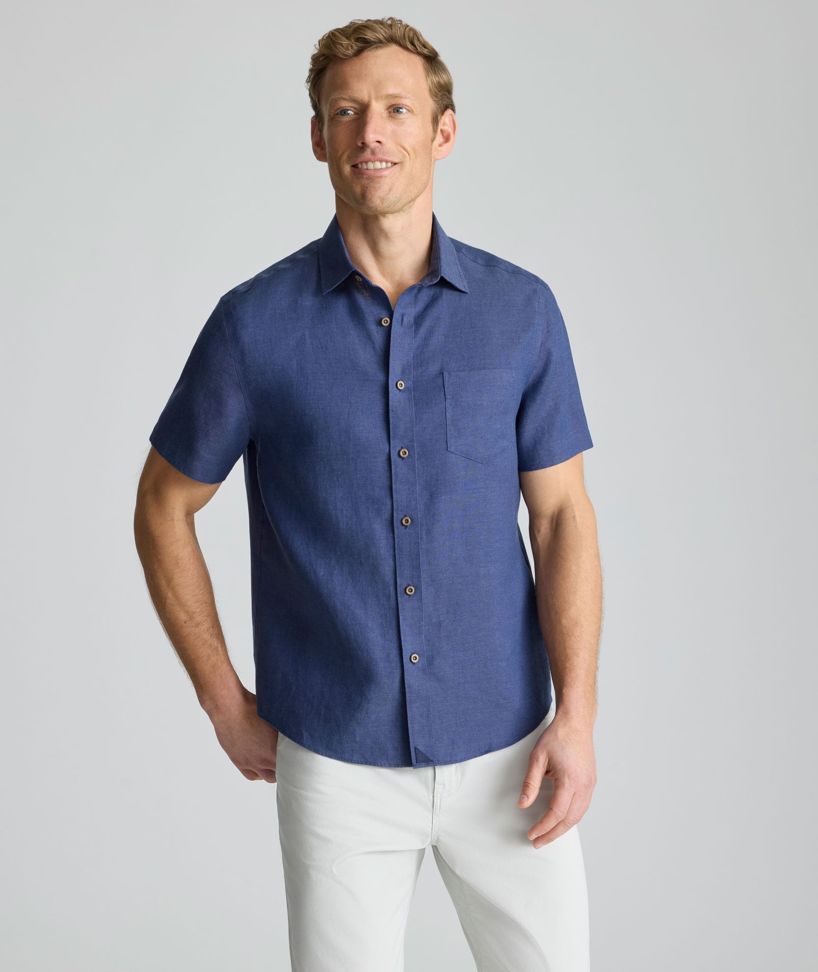 Chemise Cameron en lin à manches courtes infroissable