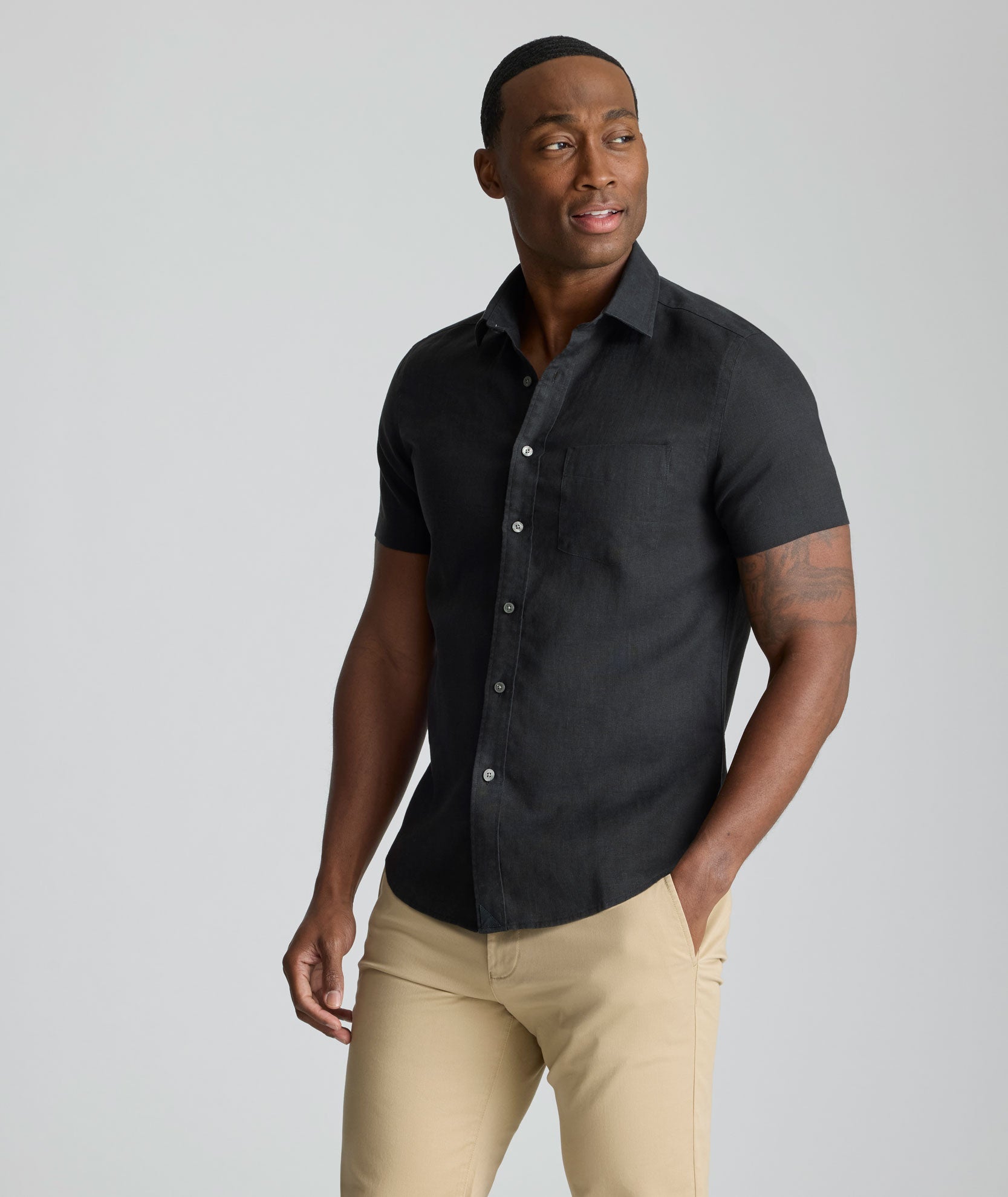 Chemise Cameron en lin à manches courtes infroissable