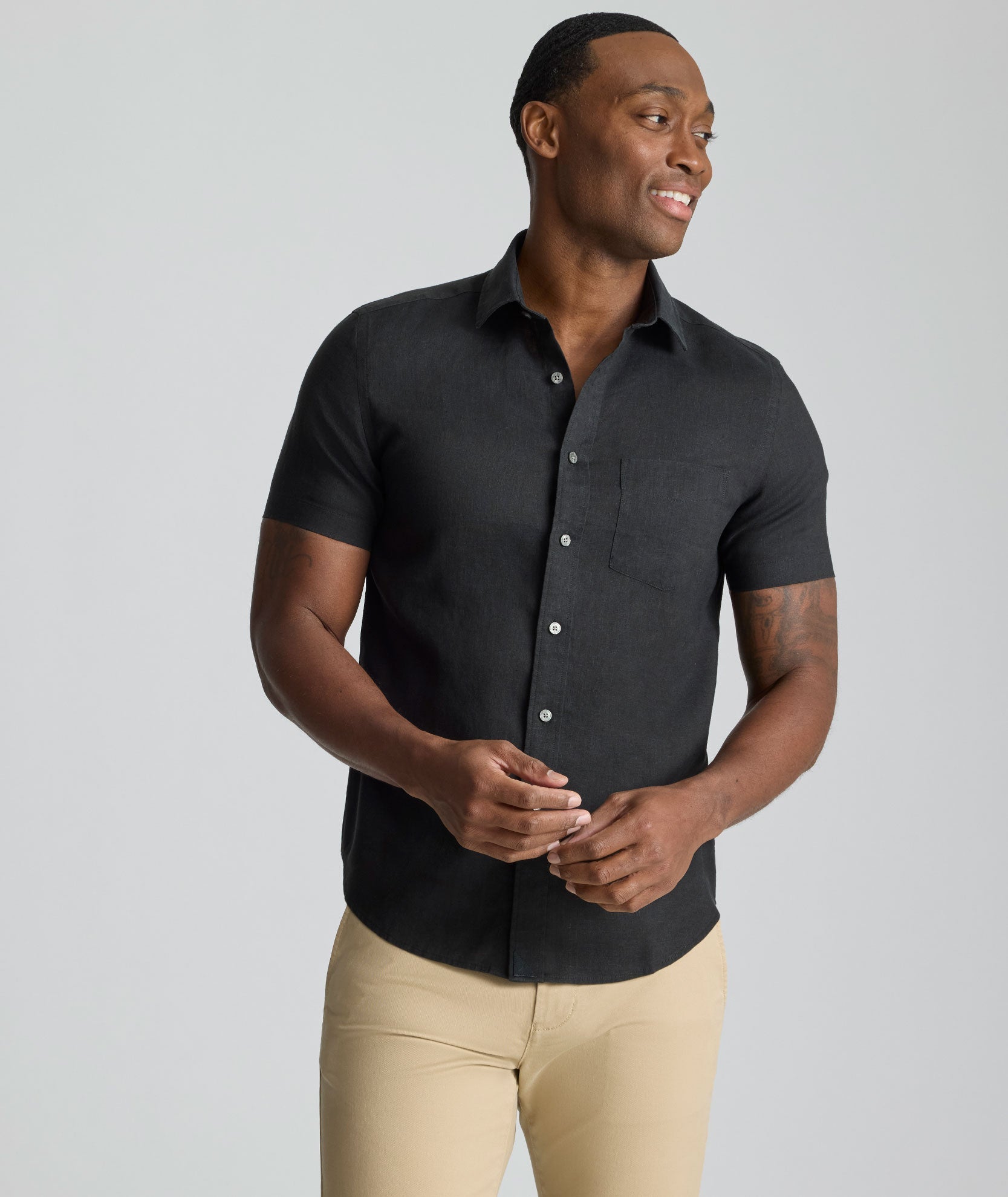 Chemise Cameron en lin à manches courtes infroissable