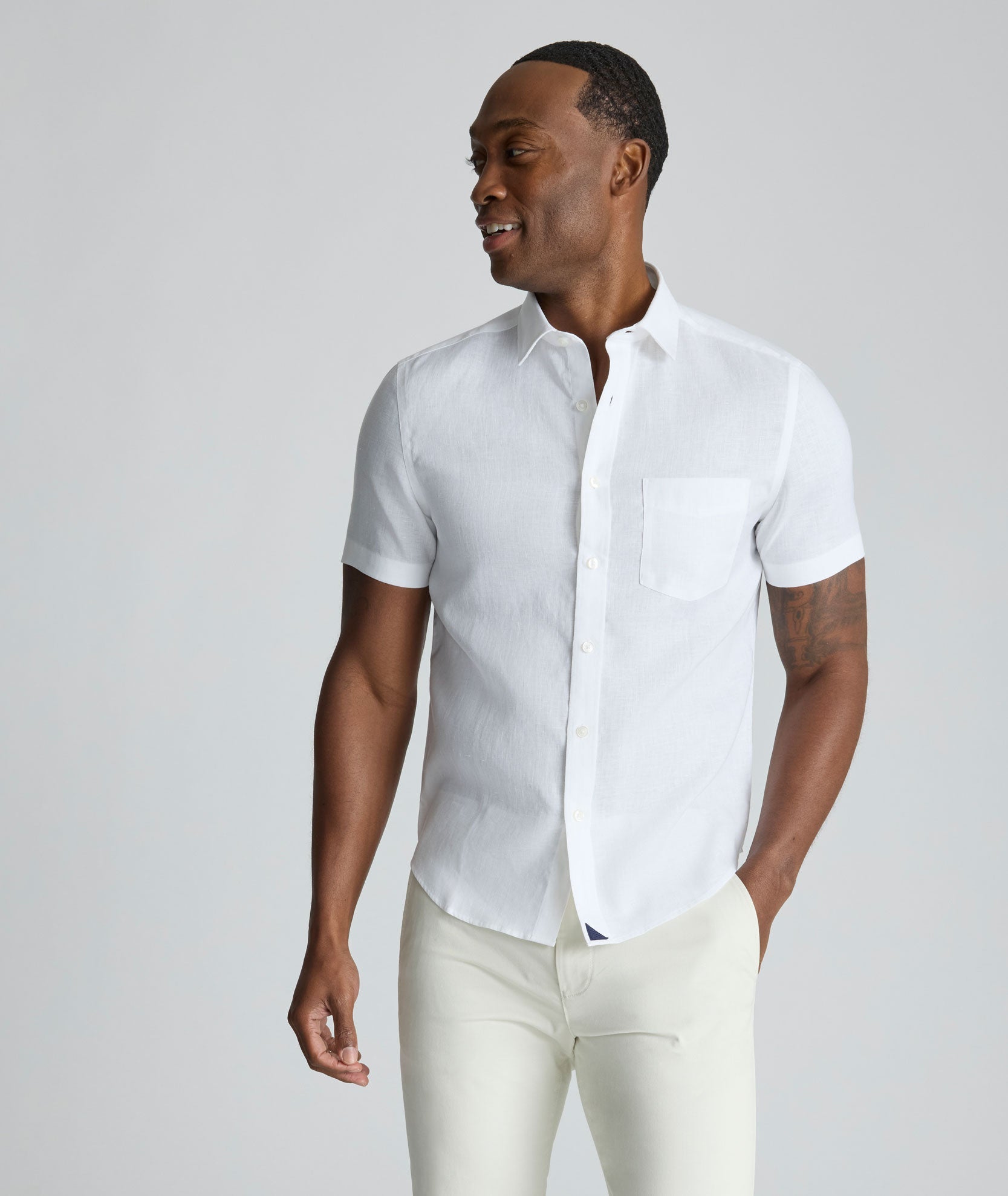 Chemise Cameron en lin à manches courtes, infroissable