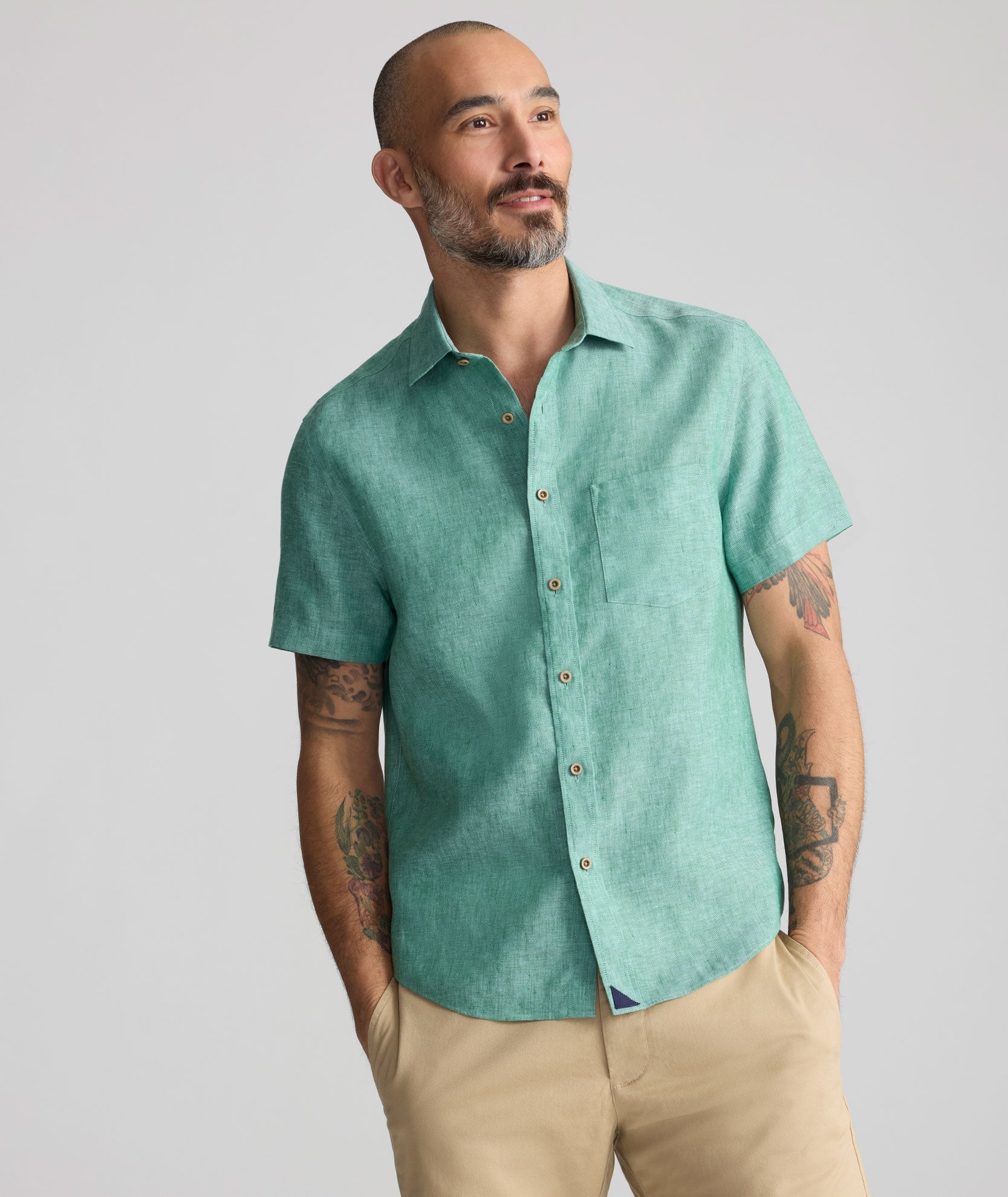 Chemise Cameron à manches courtes en lin infroissable