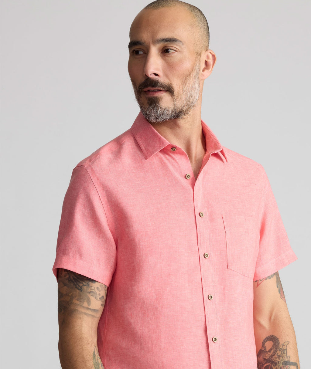 Chemise Cameron en lin à manches courtes, infroissable
