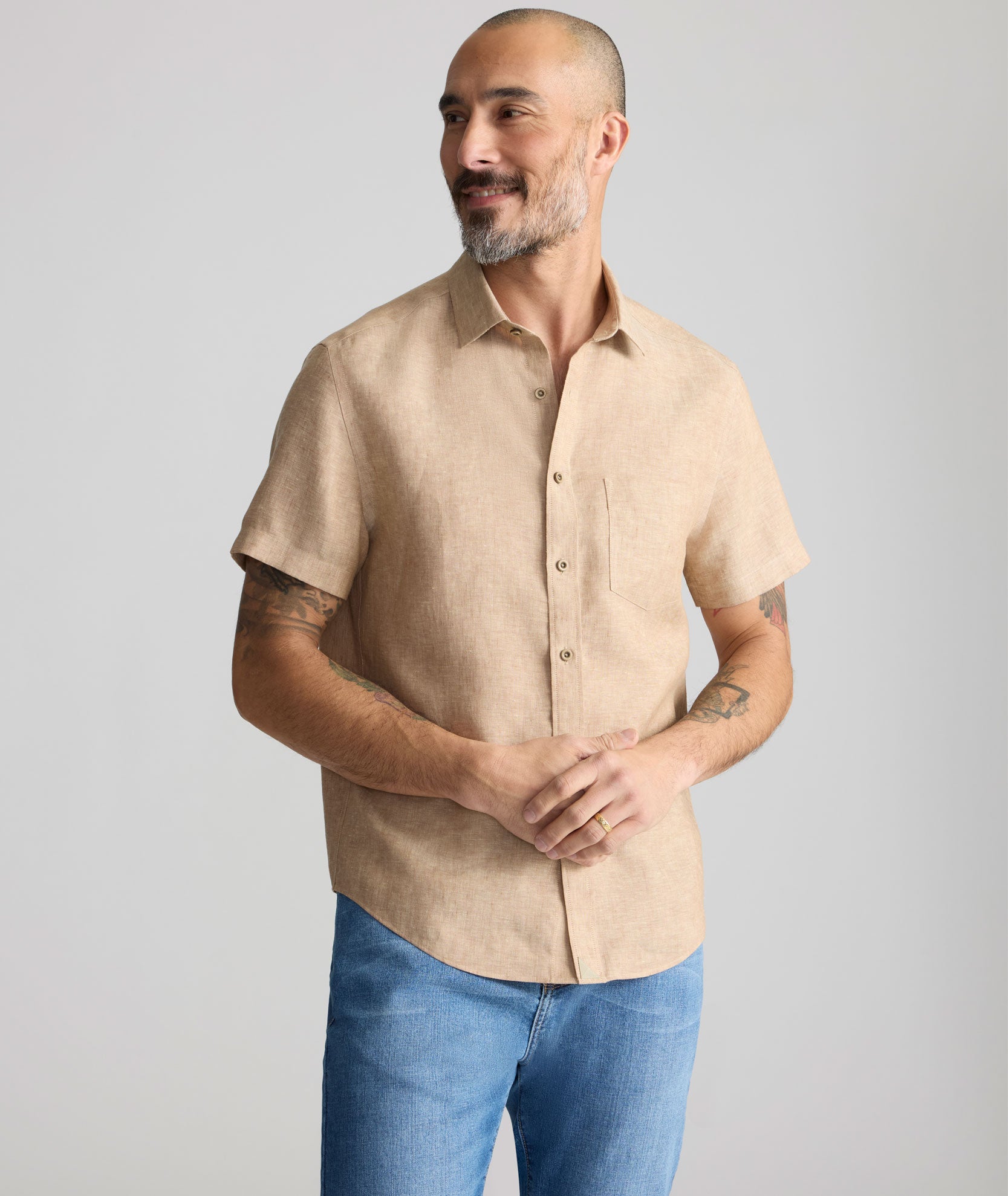 Chemise Cameron à manches courtes en lin infroissable