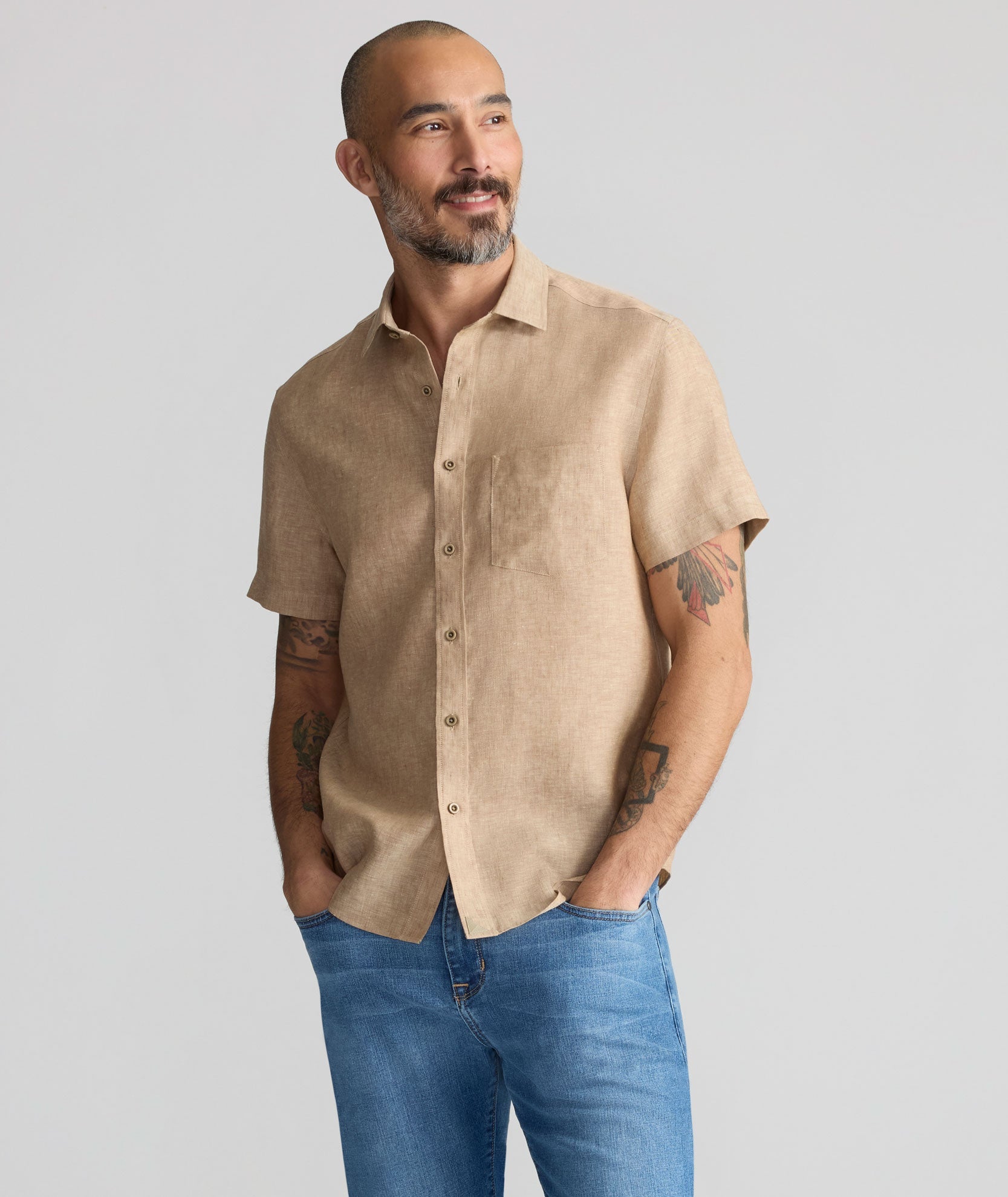 Chemise Cameron à manches courtes en lin infroissable