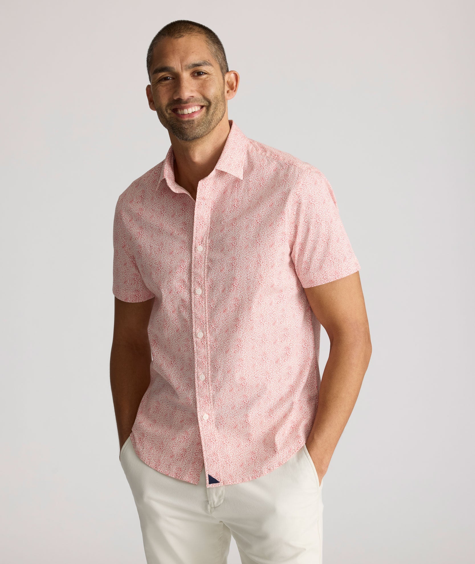 Chemise à manches courtes en coton stretch