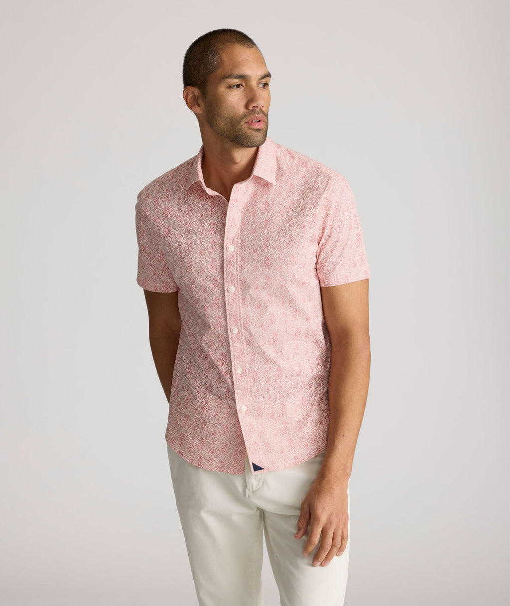 Chemise à manches courtes en coton stretch