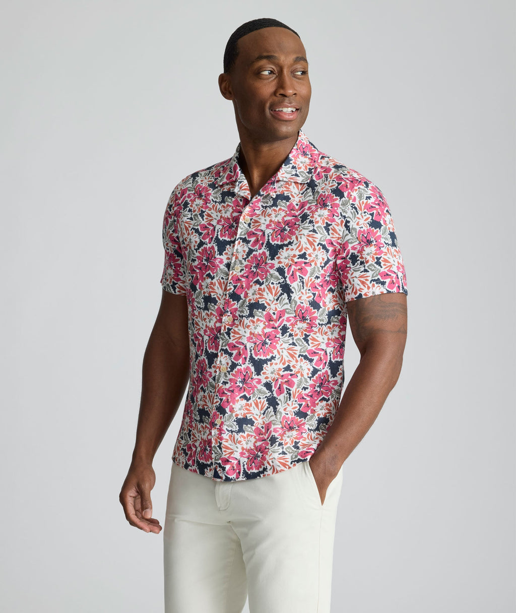 Chemise Crossman en lin à manches courtes