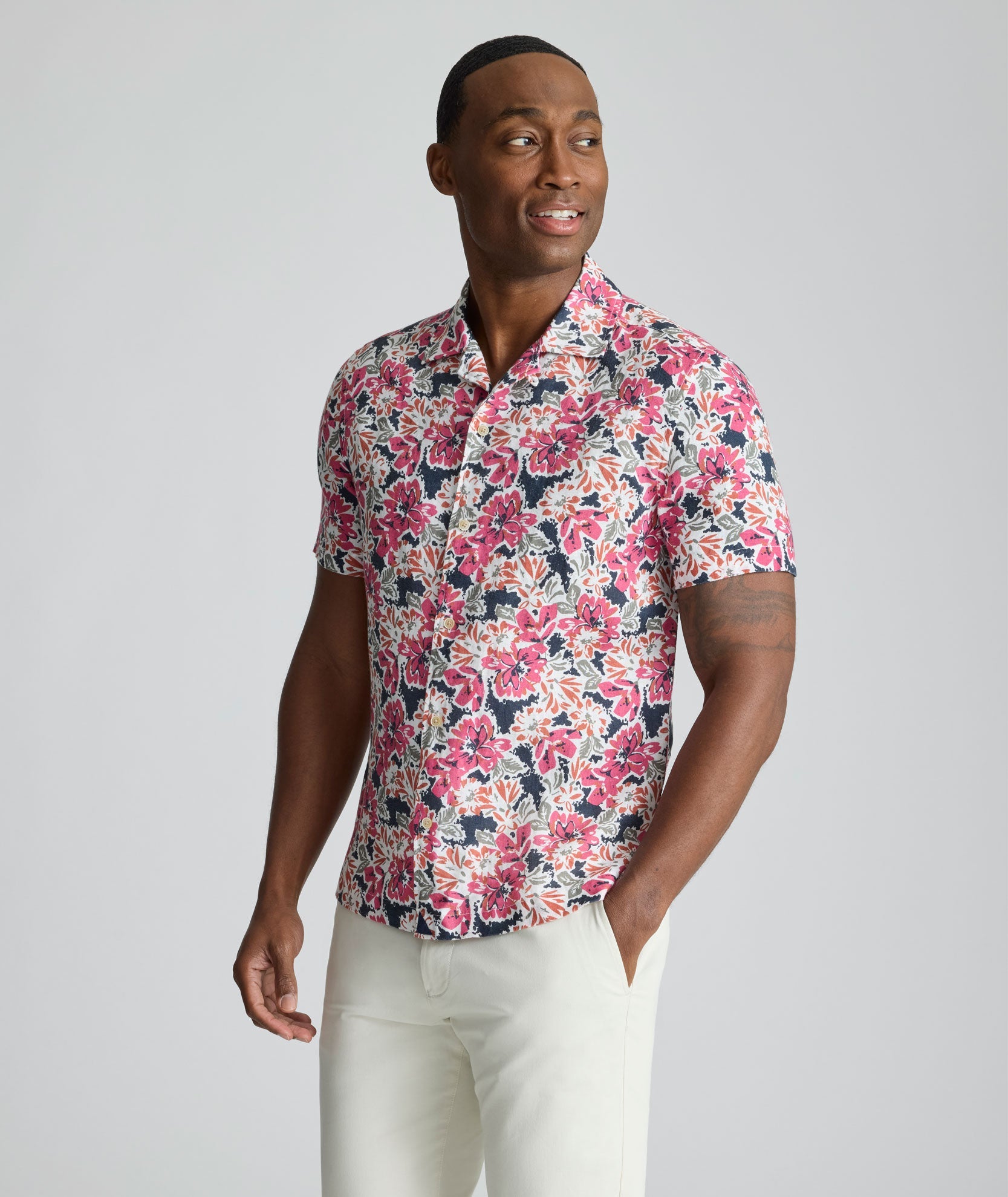 Chemise Crossman en lin à manches courtes