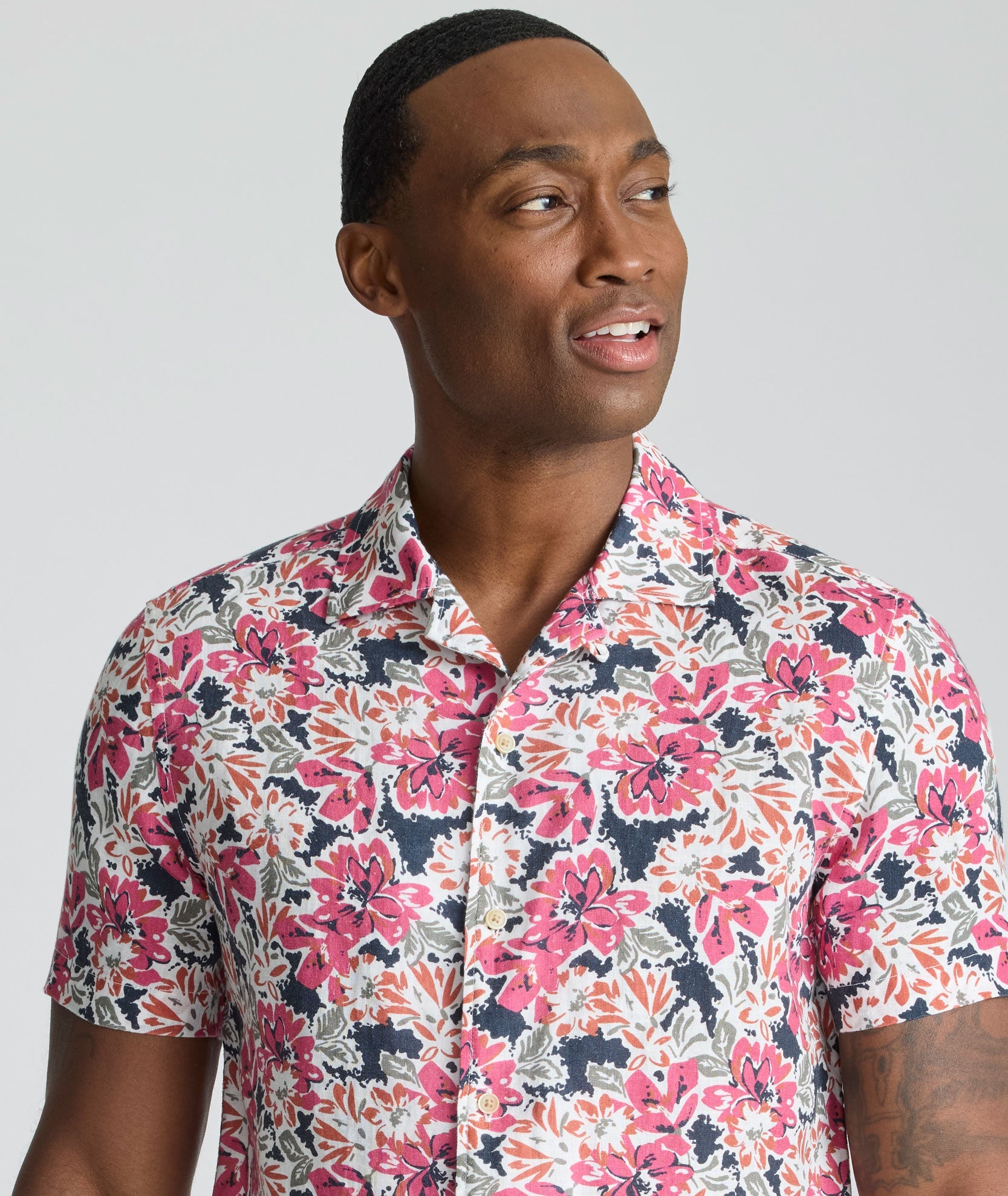 Chemise Crossman en lin à manches courtes