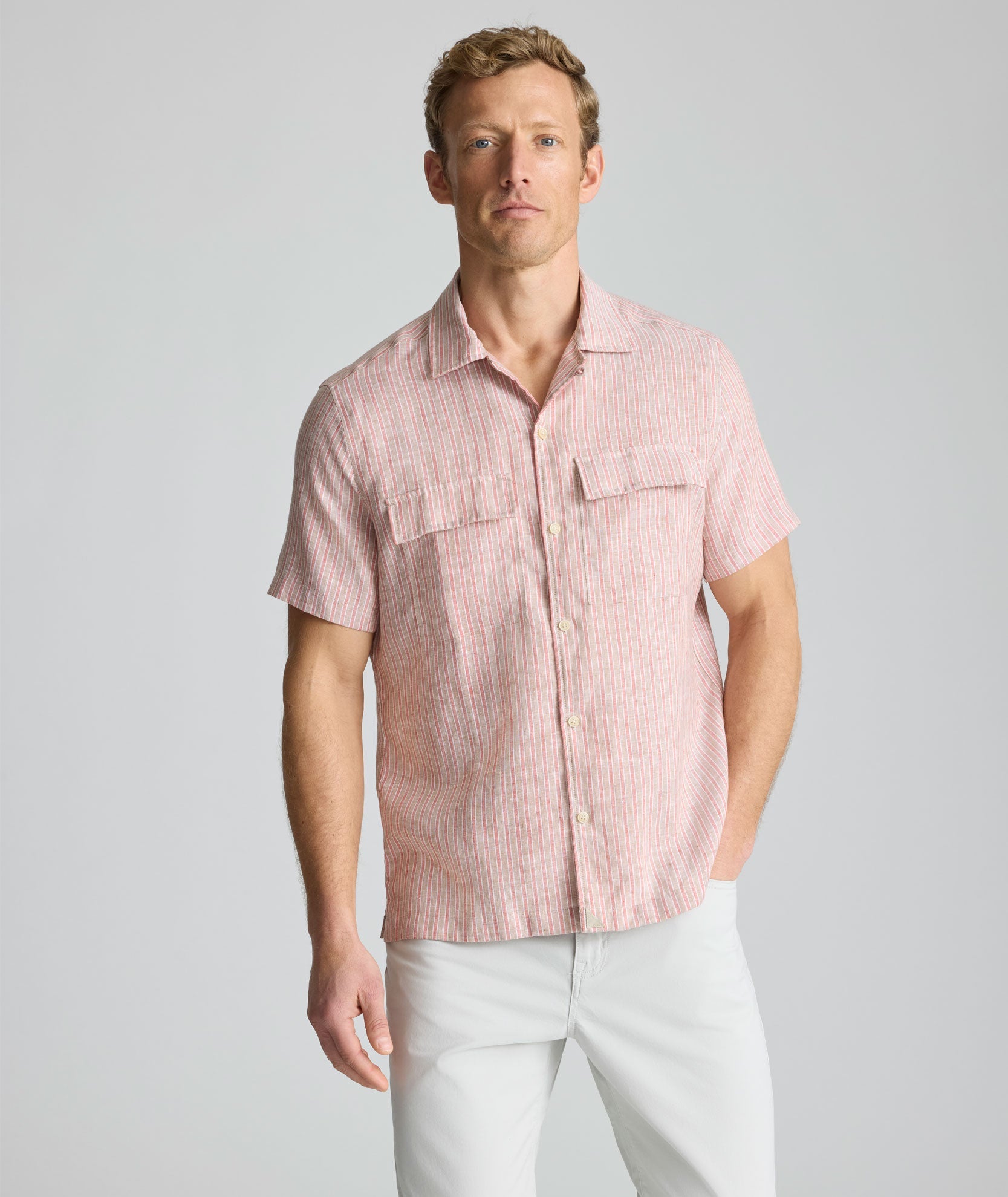 Chemise Finnegan à manches courtes en lin infroissable