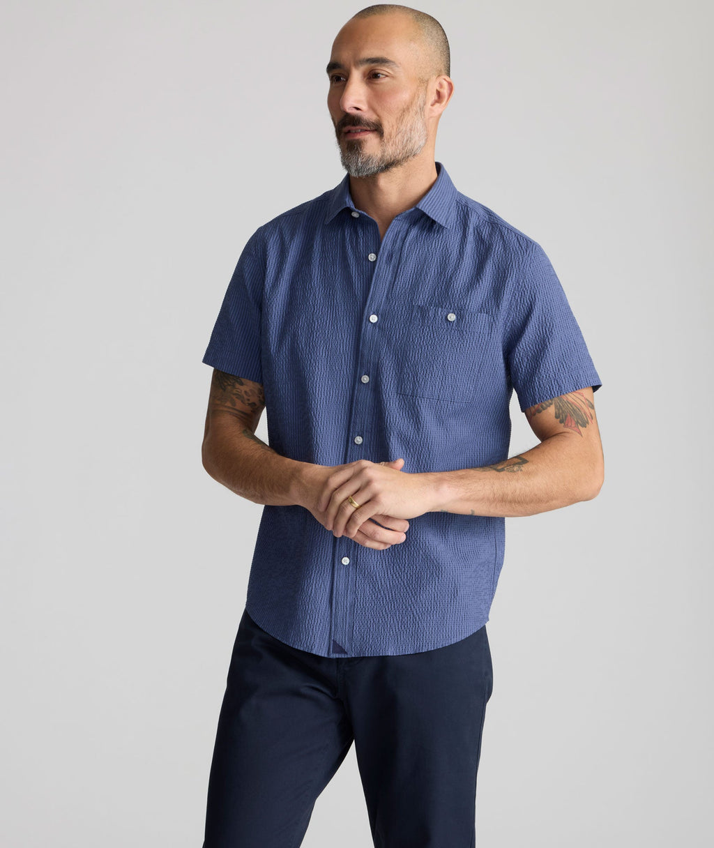 Chemise Performance à Manches Courtes en Seersucker